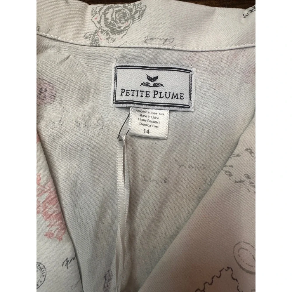 Petite Plume Girls Paris Musings Pajama Set White Pink Size 14 SPJPM114 NEW